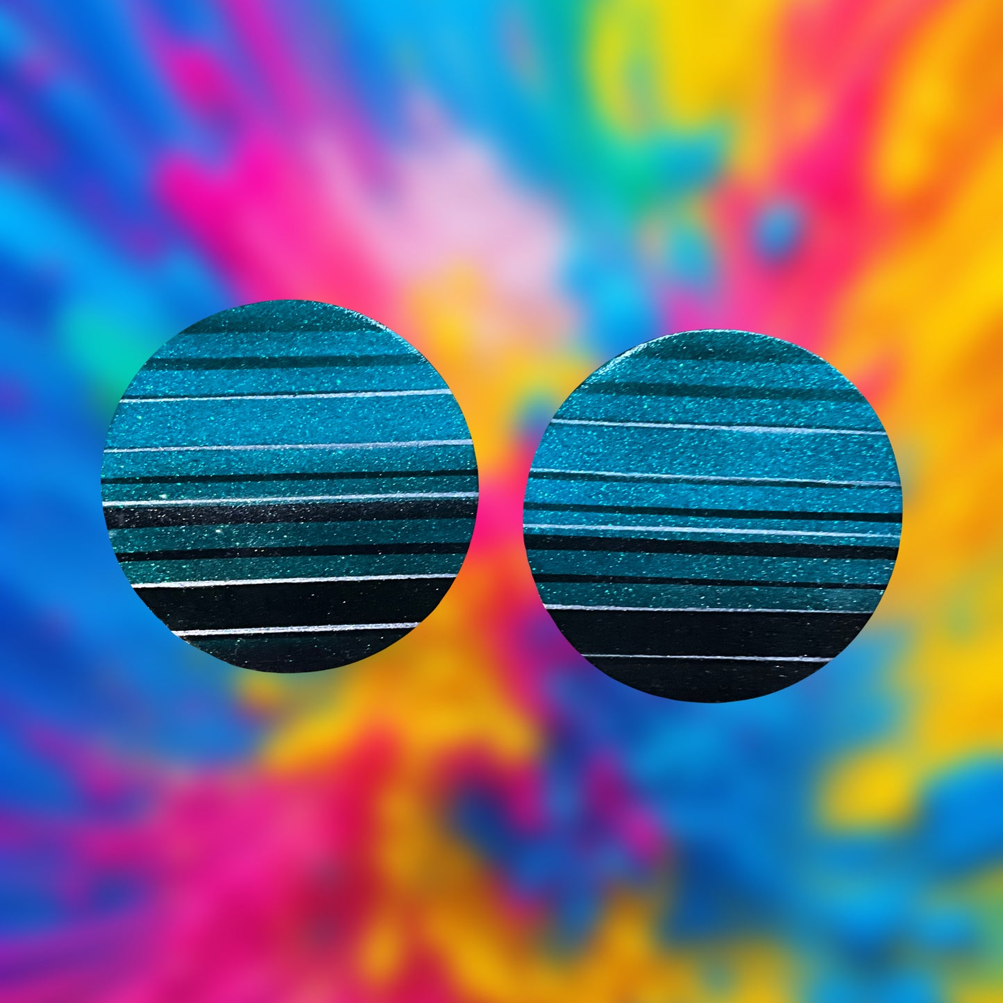 Artes Luna-Kandy Paint Earings Moon Teal